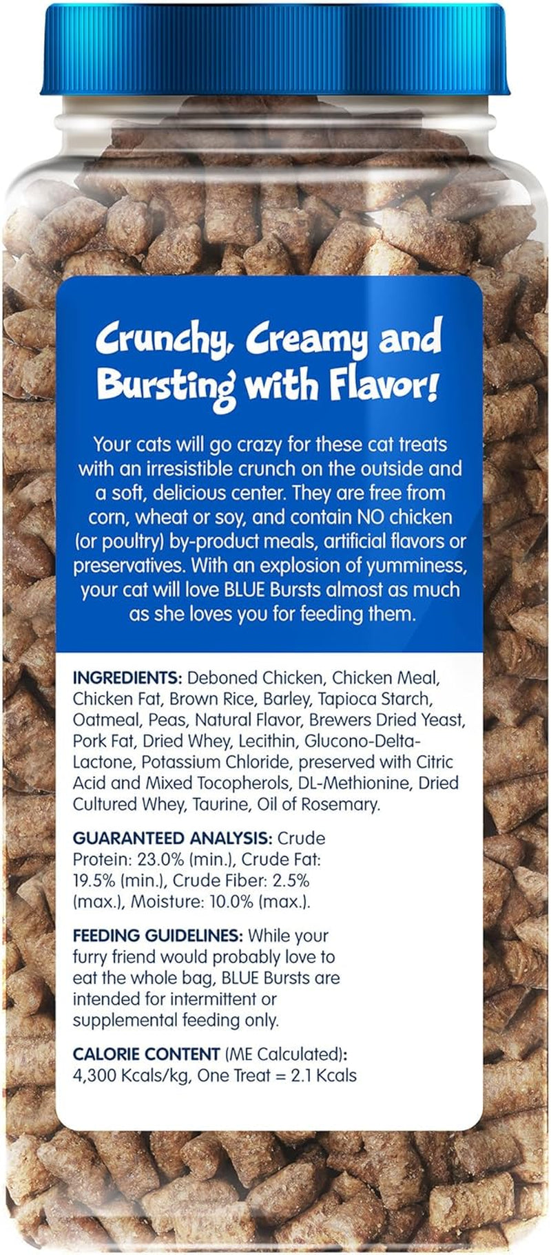 Blue Buffalo Bursts Crunchy & Creamy Cat Treats, Great for Training, Paw-Lickin' Chicken, 12-Oz. Tub