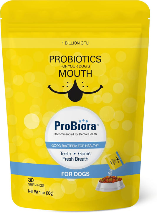 Probiora for Dogs | Dog Probiotic Supplement for Oral Care | Pet Probiotics to Reduce Bad Breath | Dog Nutritional Supplement for Dental Health | 30 Servings (30 Servings, Pouch)