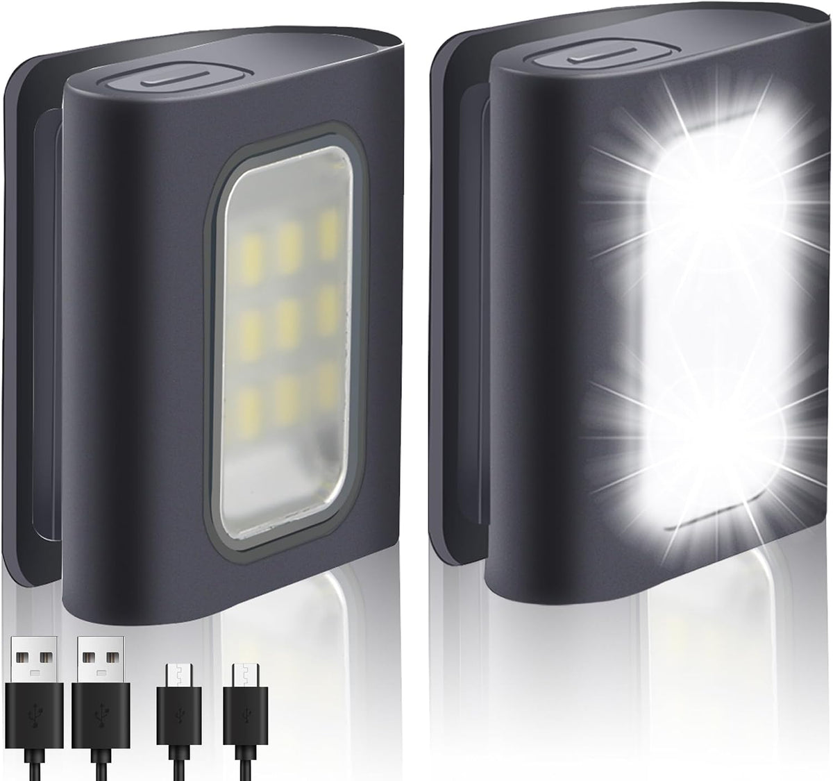 Innofox Running Light, 2Pack Reflective Running Gear for Runners, USB Rechargeable LED Light, Clip on Running Lights with Runners and Joggers for Camping, Hiking, Running, Outdoor Adventure