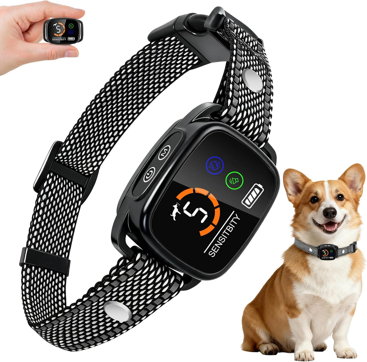 ETACCU Dog Bark Collar，Waterproof Rechargeable Digital Ultrasonic Bark