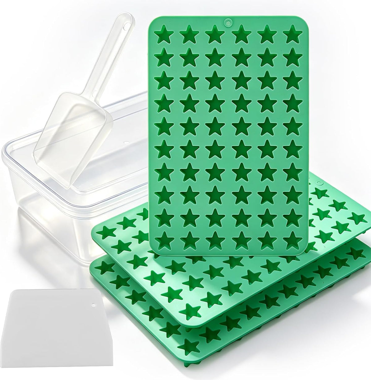 Star Ice Cube Tray Set, Silicone Nugget Ice Molds with Bin for Mini Star