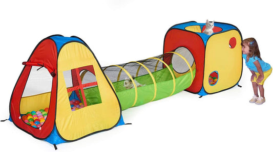 UTEX 3 in 1 Pop up Play Tent with Tunnel, Indoor/Outdoor Playhouse