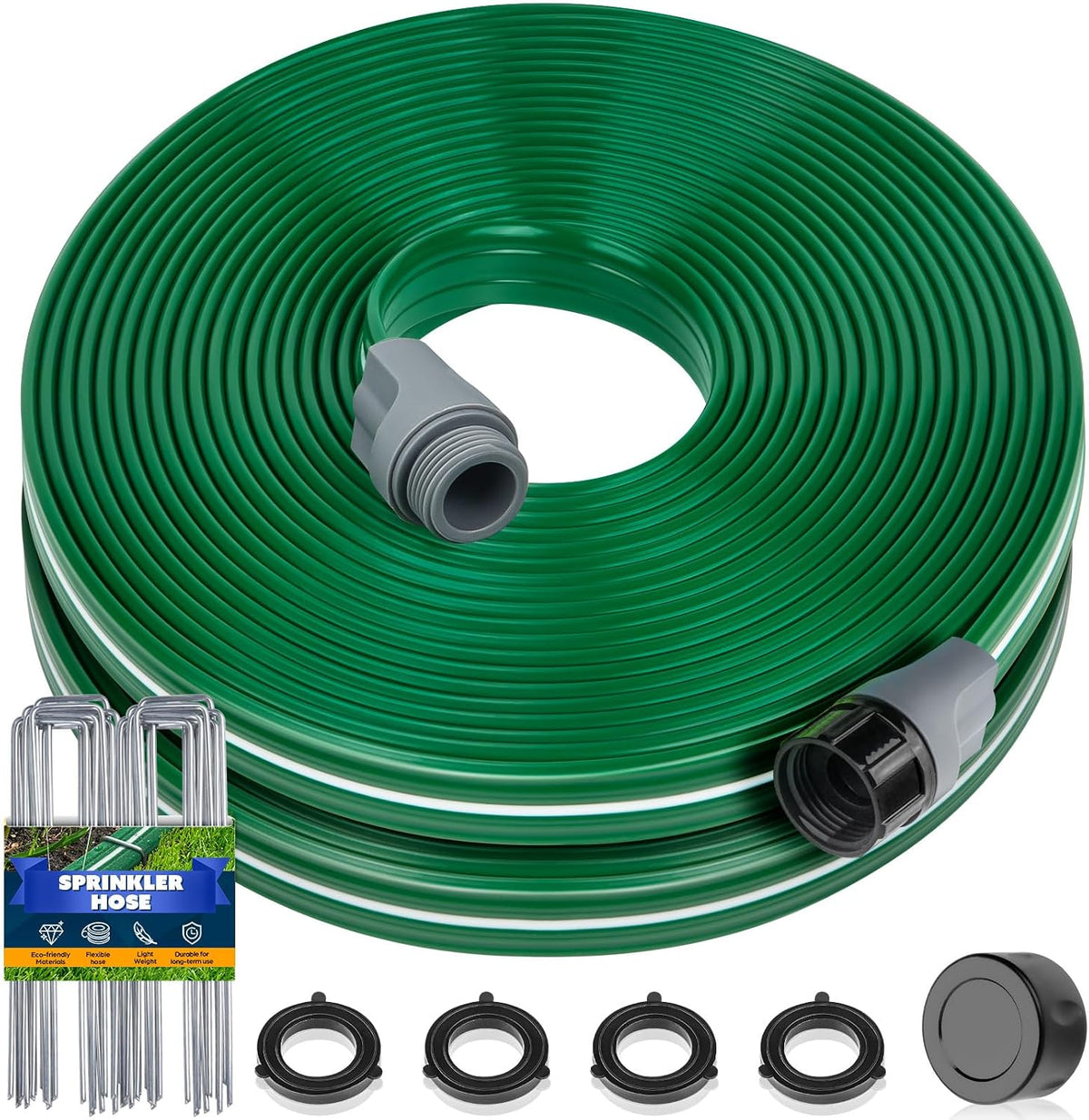 Jin&Bao 50FT Sprinkler Hose Heavy Duty Garden Lawn Water Hose with Staples