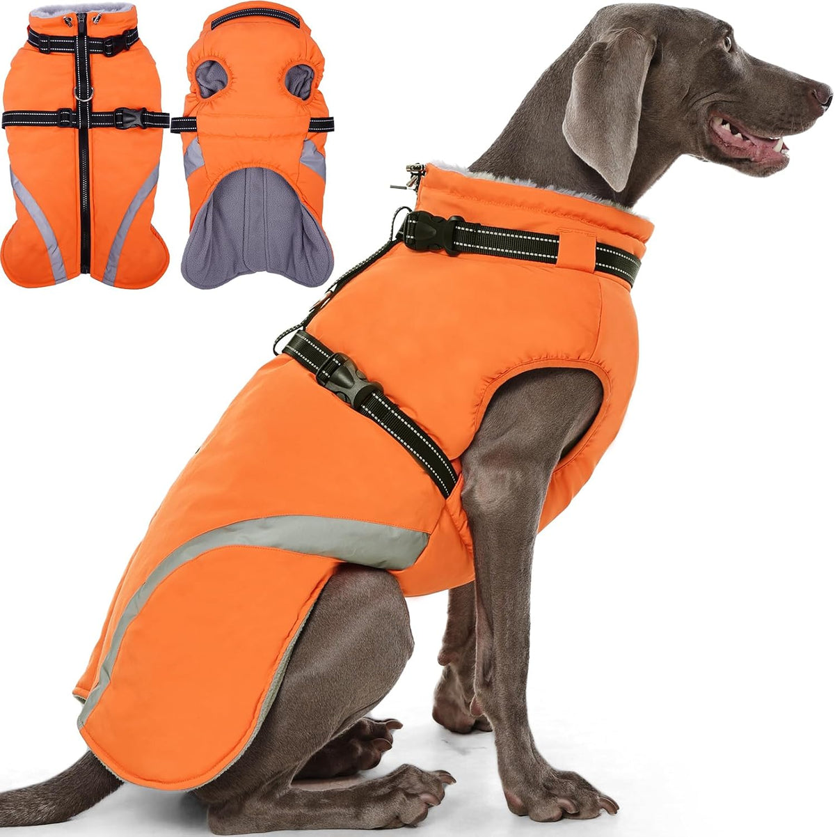 QBLEEV Warm Dog Coat for Large Dogs, XL Dog Jacket for Winter Cold Weather