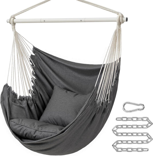 SONGMICS Hammock Chair, Load Capacity 330.7 Lb, with 2 Cushions and Pockets
