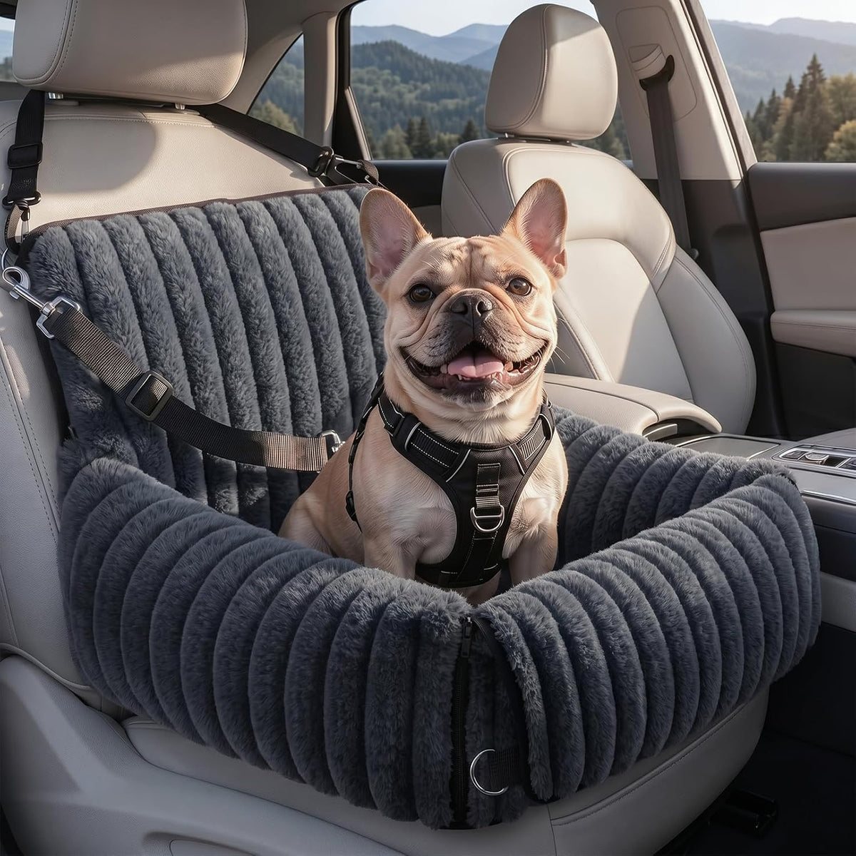 MIXJOY 6-In-1 Dog Car Seat for Small/Medium Dogs up to 23 Lbs,Grey