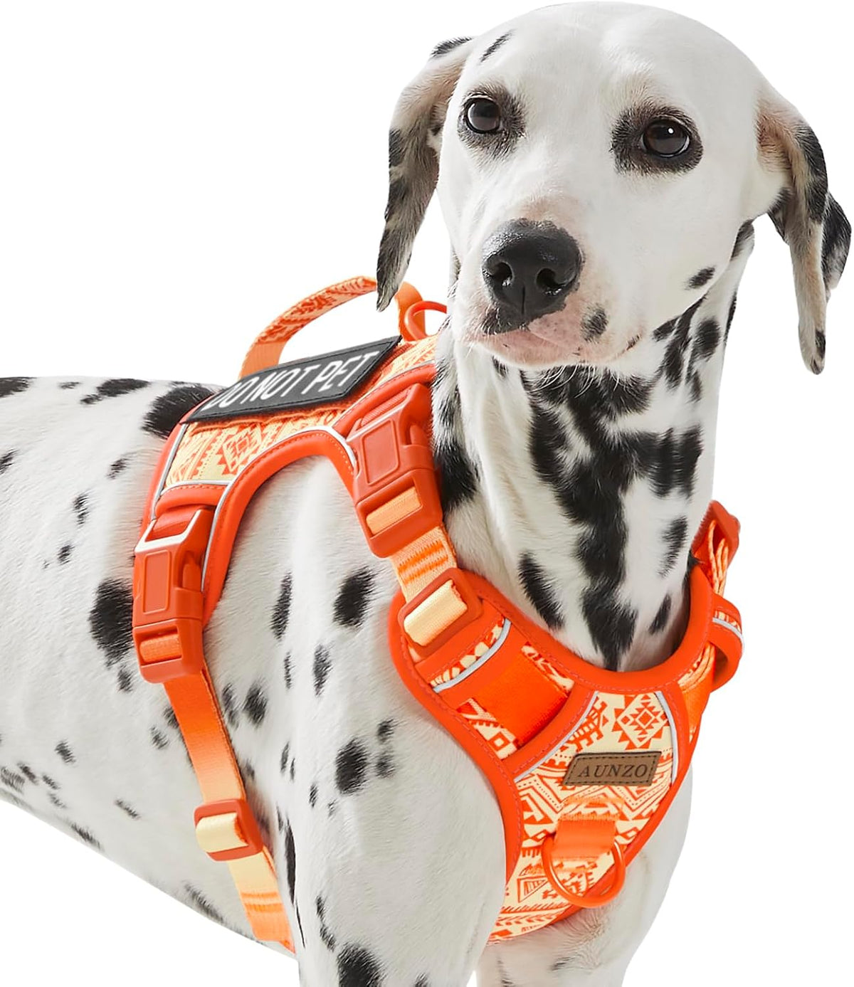 AUNZO Tactical Dog Vest Harness No Pull Easy Walker Pet Harness for Walking Training Hiking for M Sized Dogs with 2 Leash Clips 3 Buckles Reflective Strip Soft Padded Handle, Tribal, French Bulldog