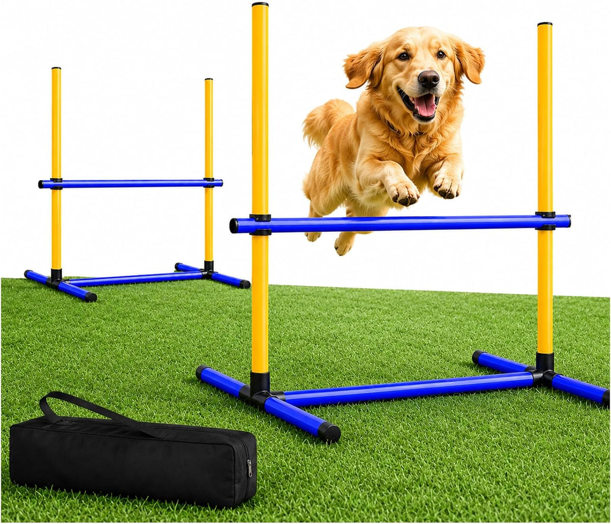 Dog Agility Training Equipment, 2-Set Dog Jumps & Hurdles with Poles