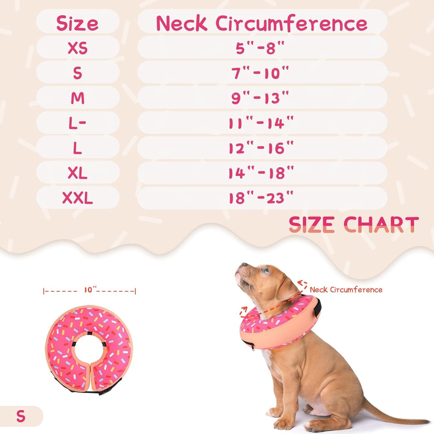 Supet Inflatable Dog Cone Collar Alternative after Surgery, Doggie Neck Donut Collar Recovery Ecollar for Post Surgery, Soft Dog Cone for Small Medium Puppies Cats