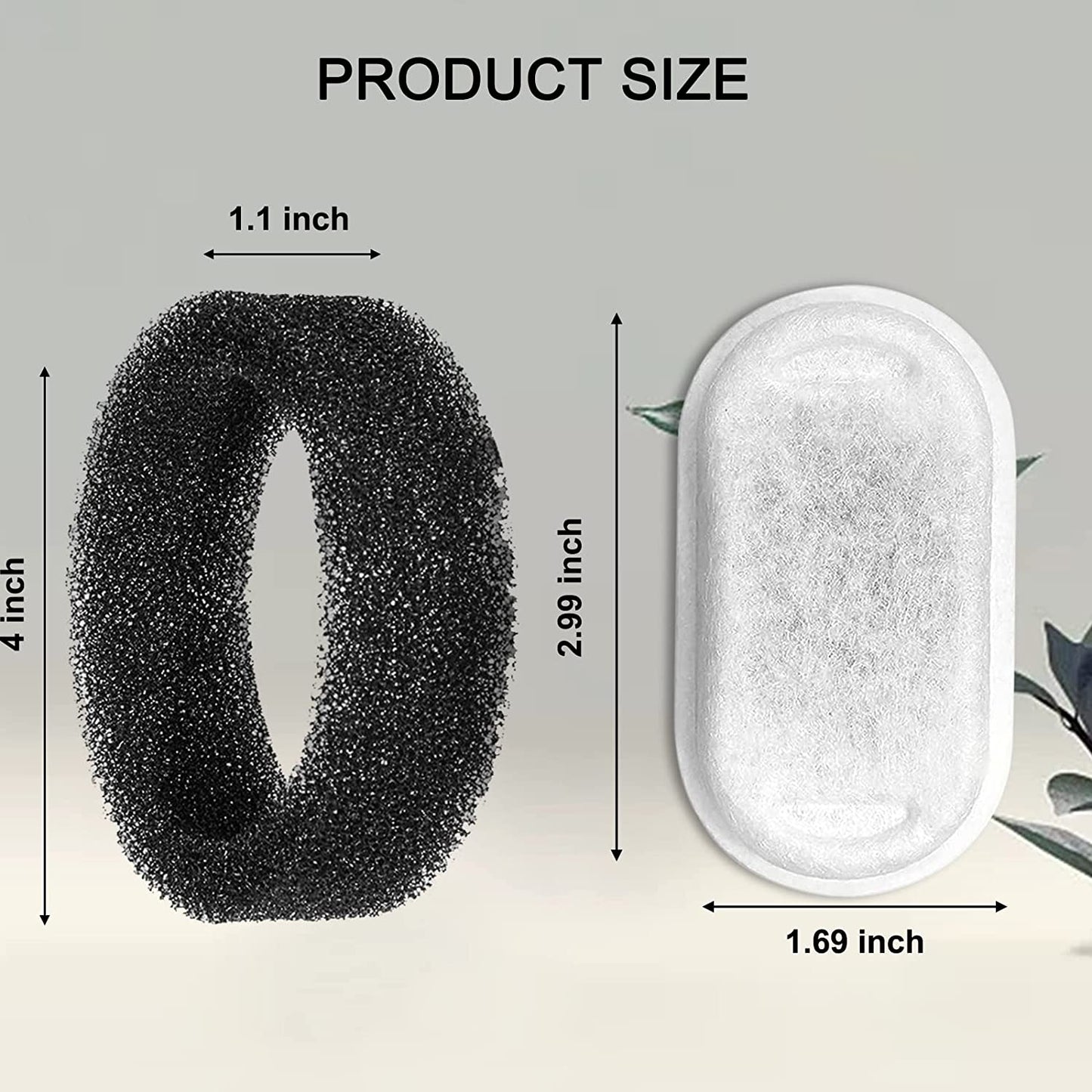 Cat Water Fountain Filters for 108/3.2L& 67Oz/2L Stainless Steel Pet Water Dispenser Fountain Filter Replacement with 8 Sponges (8 Filters&8 Sponges)