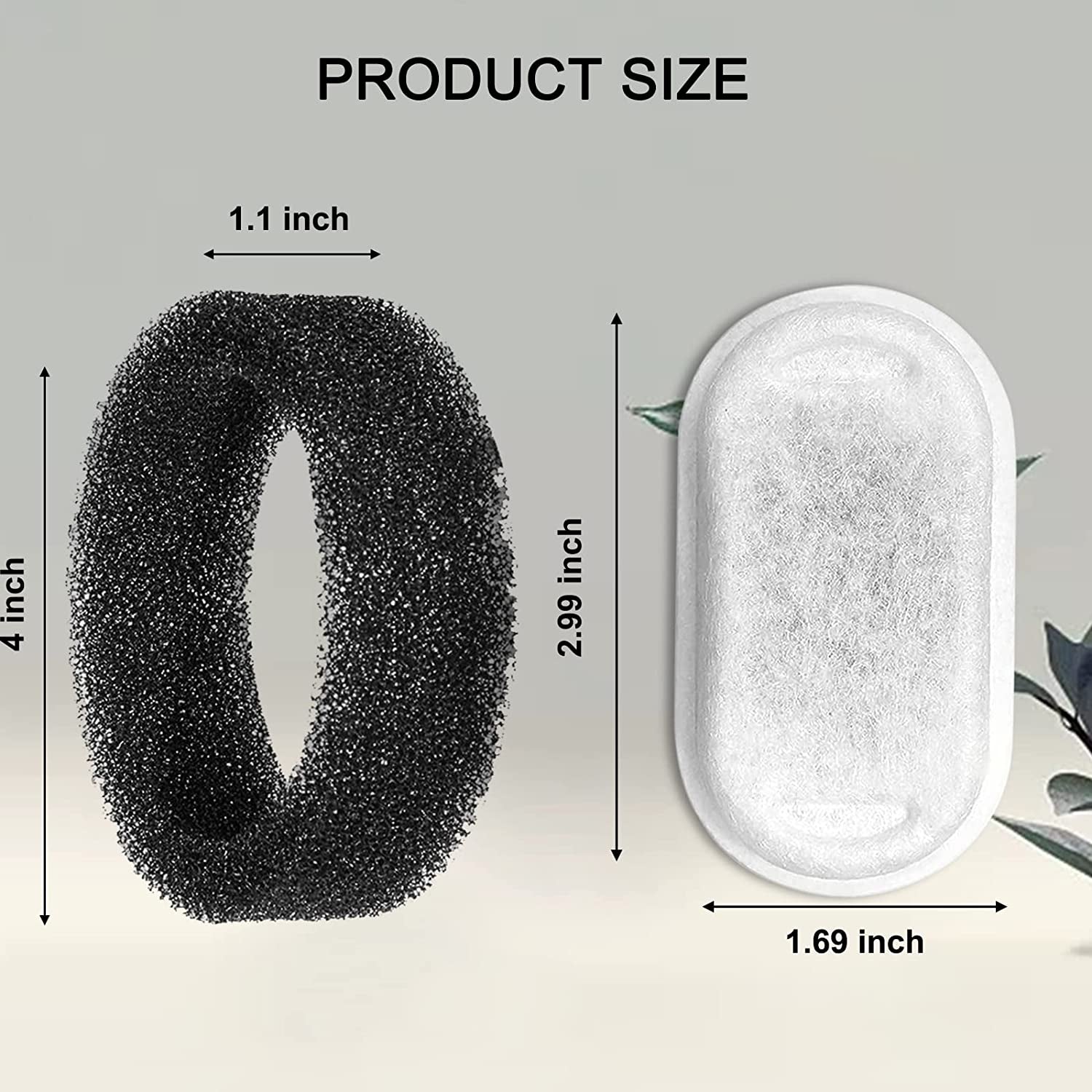 Cat Water Fountain Filters for 108/3.2L& 67Oz/2L Stainless Steel Pet Water Dispenser Fountain Filter Replacement with 8 Sponges (8 Filters&8 Sponges)