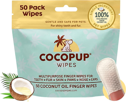 Cocopup Dog & Cat Dental Wipes, Coconut Oil Finger Toothbrush Cleaner
