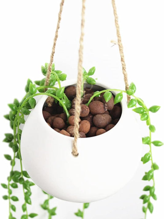 Moyishi Mini Decorative Ceramic Hanging Planter Flower Pot Water Planter Plant Vase (White)