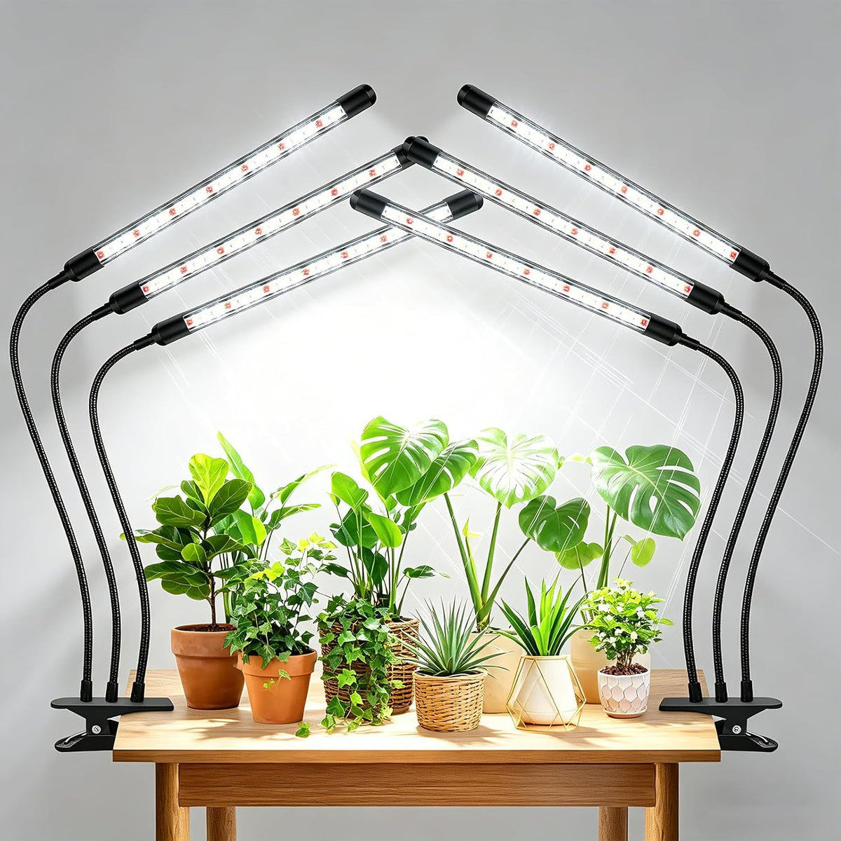 Tri-Head Clip Grow Lights for Indoor Plants, Full Spectrum Plant Lights.