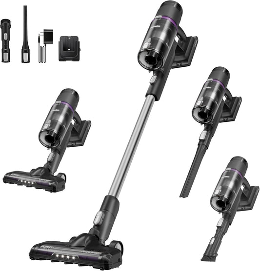 Eurekacordless Vacuum - 50 Min Runtime for Large Homes, 5.5 Lbs Lightweight, Ideal for Pet Hair & Allergies on Hardwood & Carpet Reacticlean 410