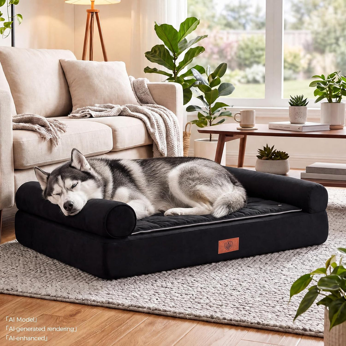 GTPLAYER Dog Bed, Egg-Crate Foam Pressure Relief with Waterproof Washable Pet Bed 43" with 2-In-1 Cooling/Warming Pad, Non-Slip Bottom, Detachable Pillows, Ideal for All Dogs