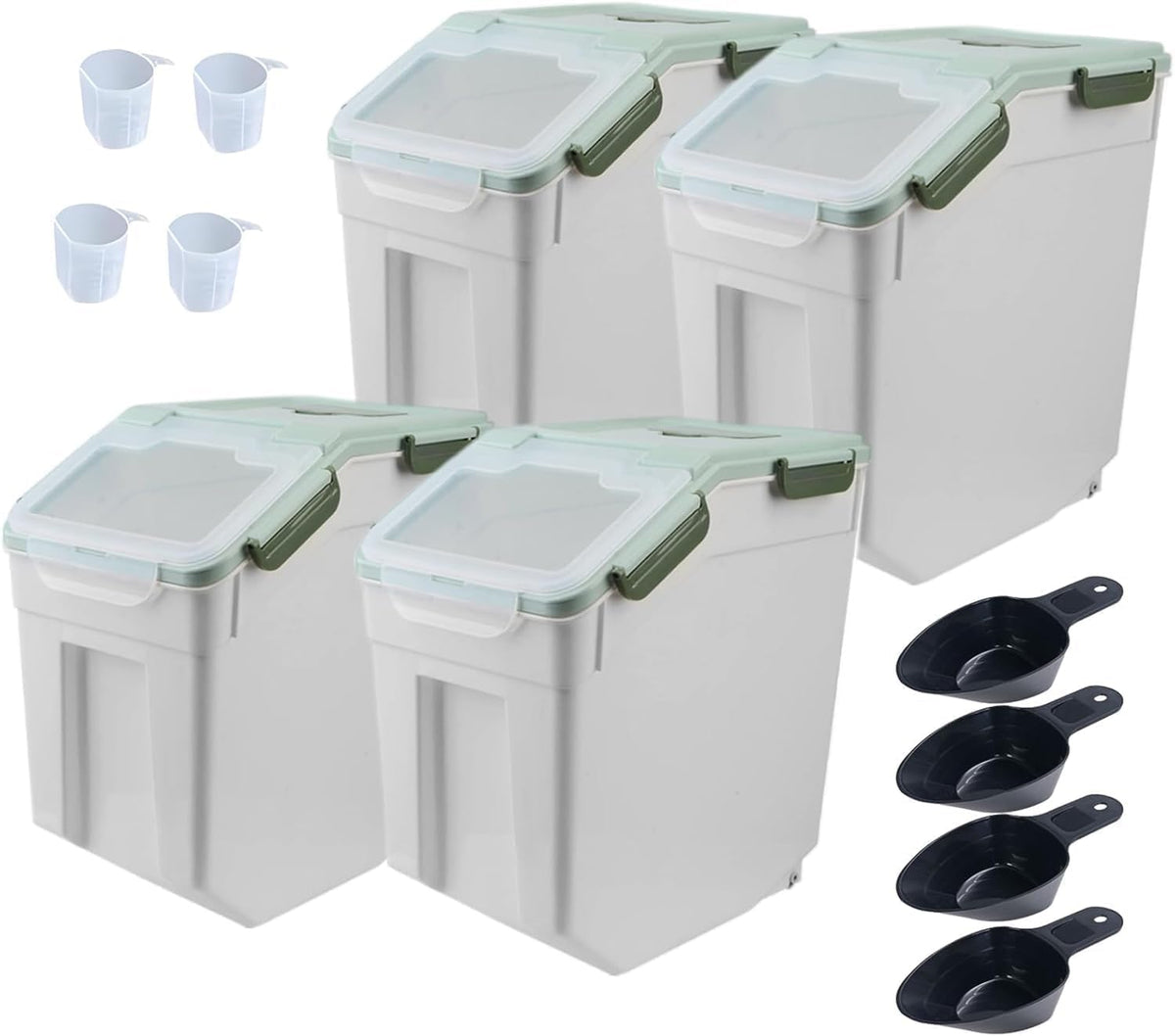 Anrui 25LB Airtight Flour & Rice Storage Containers, Bpa‑Free, 4Pack Green
