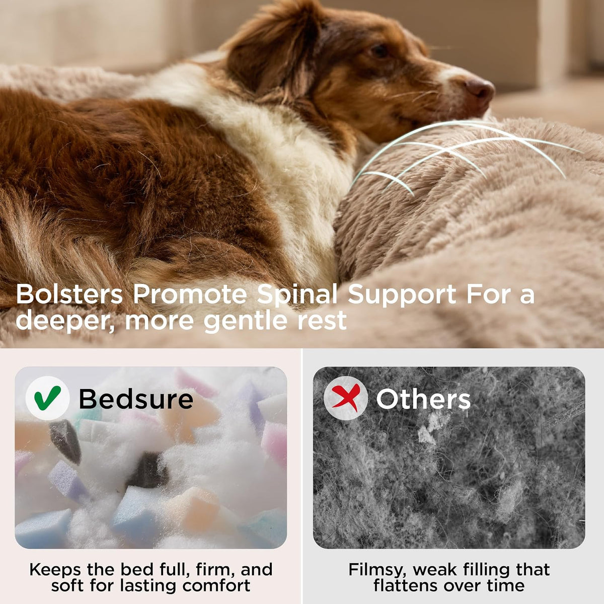 Bedsure Supportmax® Calming Dog Beds Large Sized Dog Washable Pet Bed,36In