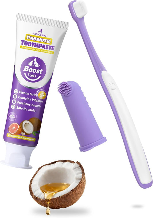 Small Dog Toothbrush Kit, 2.5Oz Toothpaste & Finger Brush