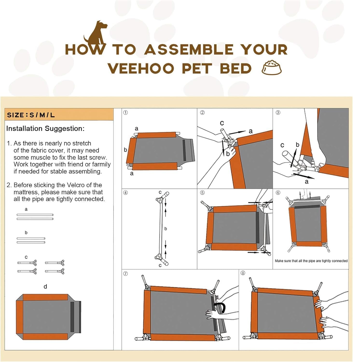 Veehoo Outdoor Elevated Dog Bed Large Sized Dogs, Large Cooling Raised Dog Cots Beds Training Platform off Ground Hammock with Breathable Mesh, No-Slip Feet, 42"X30", Black