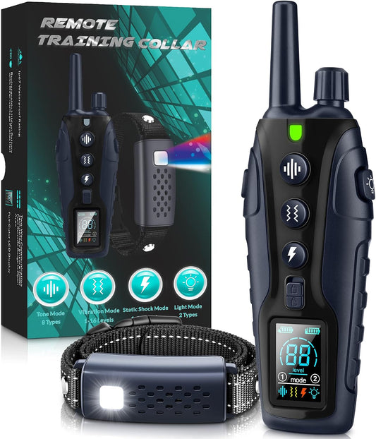 Shock Collar for Dogs - 4500FT Dog Training Collar with Remote, Waterproof E Collar with Flashlight, 4 Training Modes, Keypad Lock, Rechargeable Dog Shock Collar for Small Medium Large Dogs