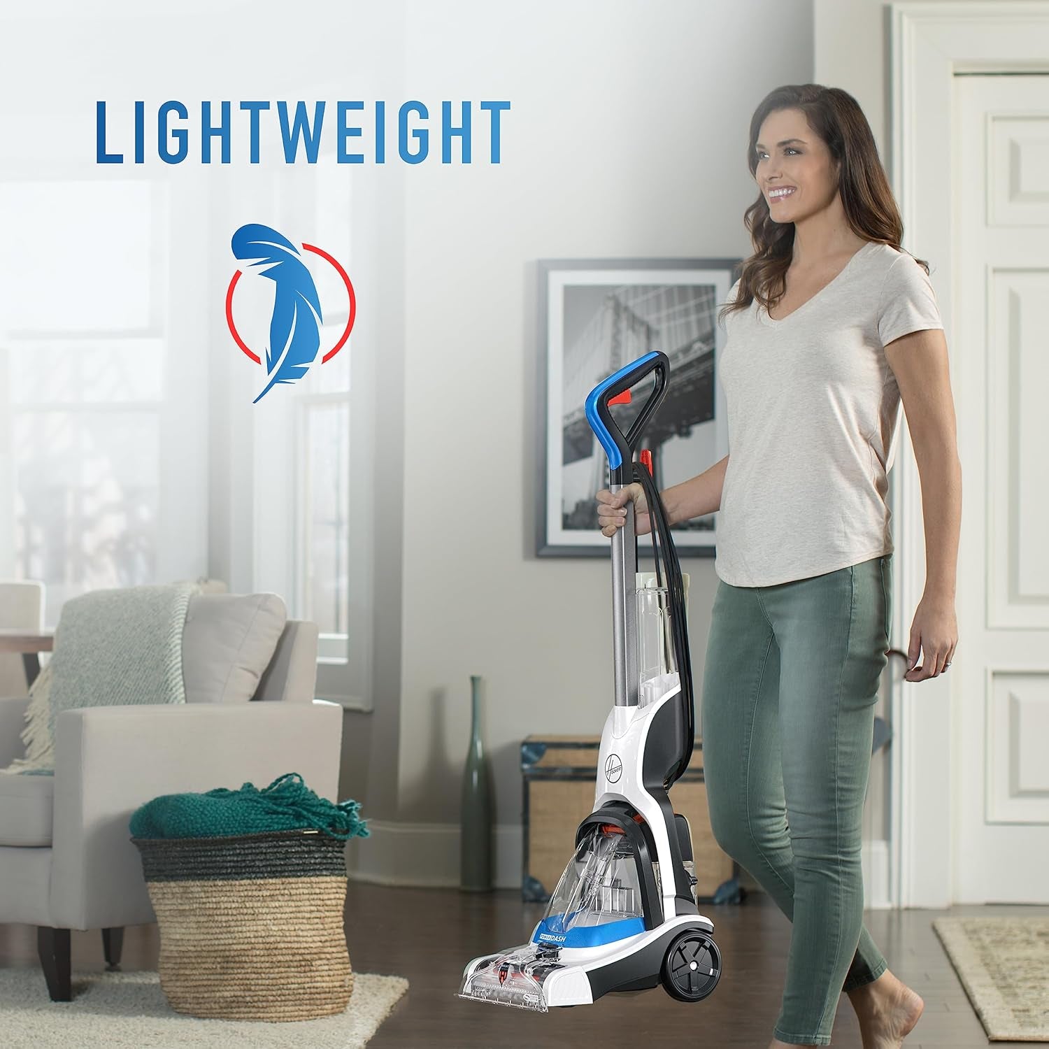Hoover Powerdash Pet Compact Carpet Cleaner Machine, Lightweight Design, Heatforce Fast Drying, Antimicrobial Brush Roll, Pair with a Hoover Carpet Cleaner Solution
