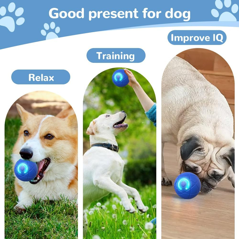 Interactive Ball Toy for Pets, 2026 New Interactive Dog Ball, Upgraded Automatic Dog Ball, Portable Indoor Active Ball Toy for Cats, Fun Small Breed Interactive Ball Toy for Small Dogs (Blue)