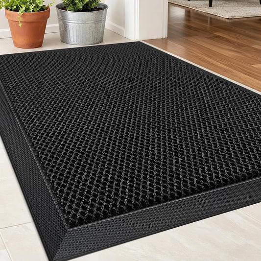 Front Door Mat, Heavy Duty Non-Slip Rubber Dirt Trapper 30"X17"