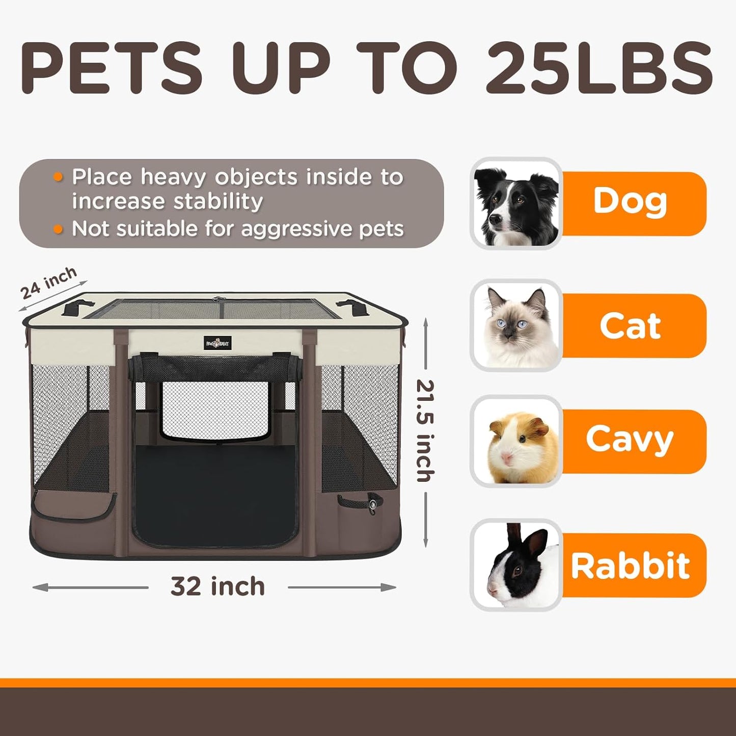 Paw Ballet Foldable Pet Kitten Playpen, Upgrade Waterproof Portable Cat Dog Playpen Kennel Tent for Small Dog Cat, Retractable Shade Cover, Indoor Outdoor Use for Small Pet.