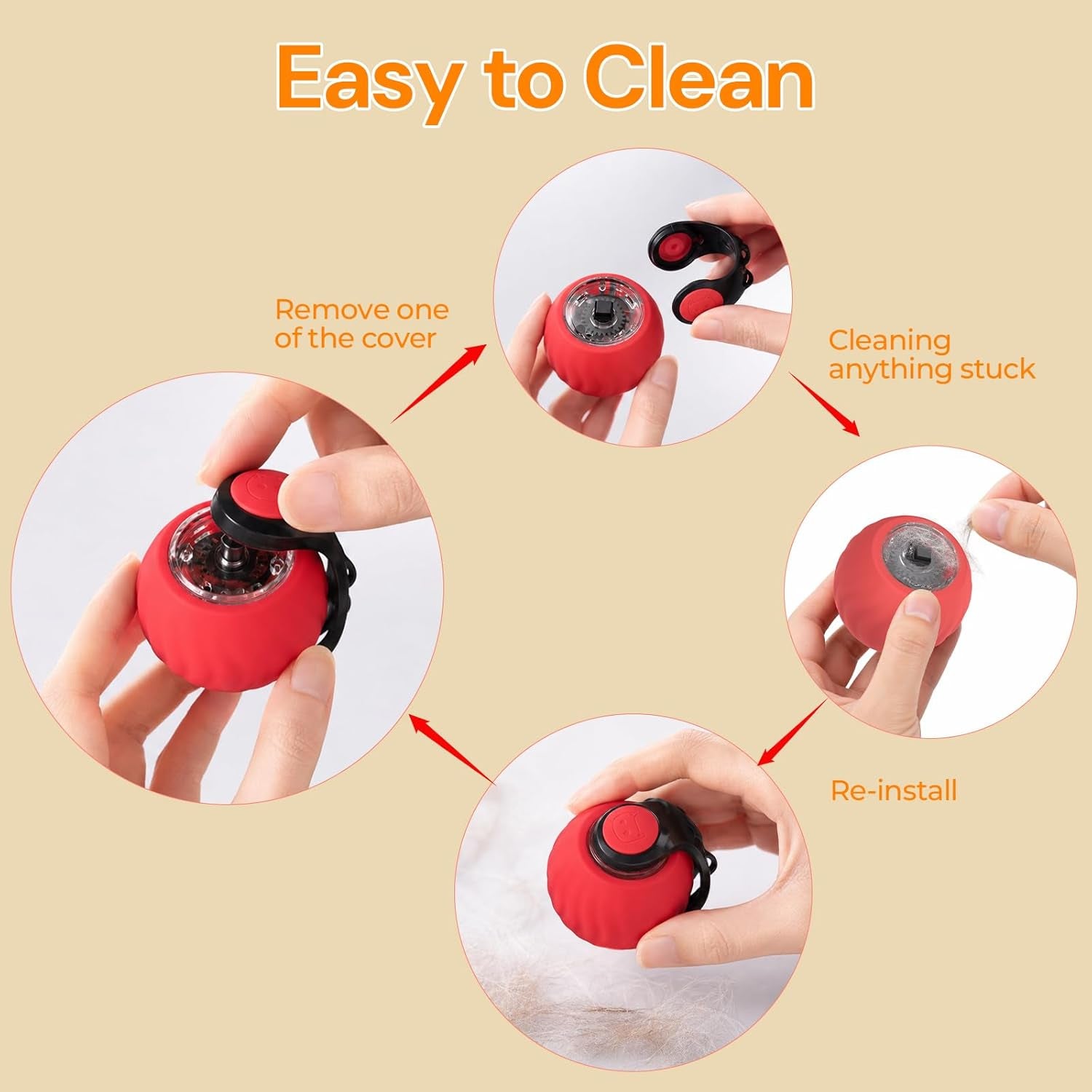 Geamen Interactive Cat Toys with Bird Sounds & 3 Speed Modes, Rechargeable Automatic Moving Cat Toy with 3 Tails, Fast Charging Smart Rolling Ball for Indoor Cats to Chase Play on Hard Floor Carpet