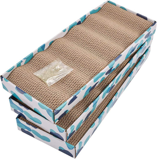 PEEKAB Cat Scratcher Cardboard Reversible Cat Scratch Pad Kitty Corrugated Scratching Board Bed Catnip Included