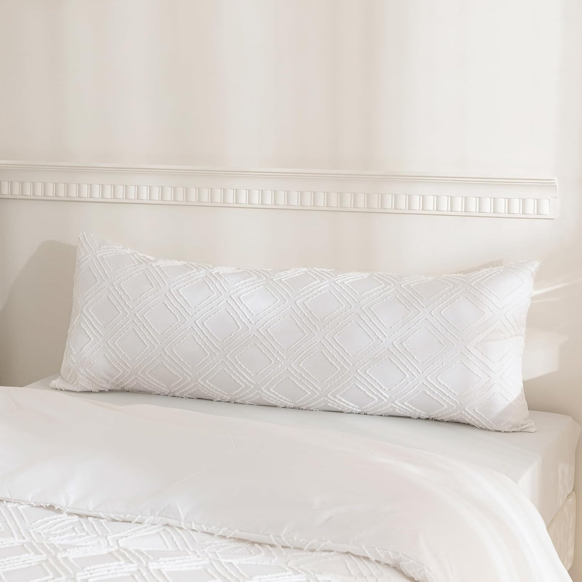 JELLYMONI White Grid Tufted Pillowcases Body Size 20" X54"
