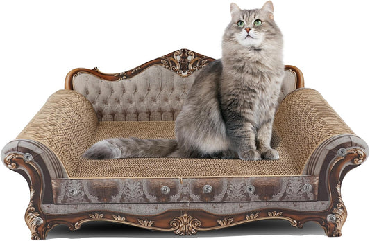 COOZMENT Sofa Shaped Scratching Couch,Thick Scratching Cardboard, Lounge Bed for Indoor Rest&Play, Sofa Scratcher Pad (23 "L X 12.2" W X 10.6 "H)