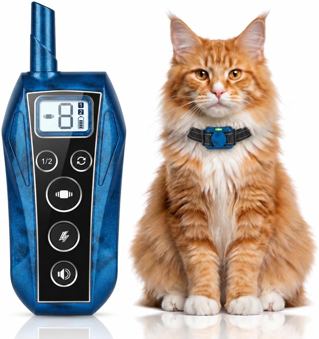 Mini Small Cat Shock Collar 5-30Lbs, Ultra-Light & Thin 2000FT Cat Training Collar with Beep & Vibration & Safe Gentle Shock，Ipx7 Waterproof,Blue