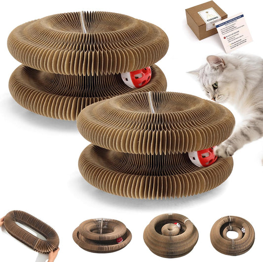 Magic Organ Cat Toy Collapsible Cardboard Cat Scratcher, 2 Pack