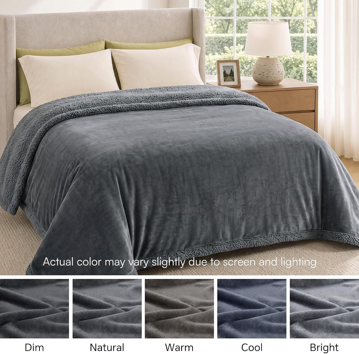 Luciphia Waterproof Pet Blanket, Liquid Pee Proof Dog Blanket for Sofa Bed Couch, Reversible Sherpa Fleece Furniture Protector Cover for Small Medium Large Dogs Cats, Dark Gray X-Large（85" X 57"）