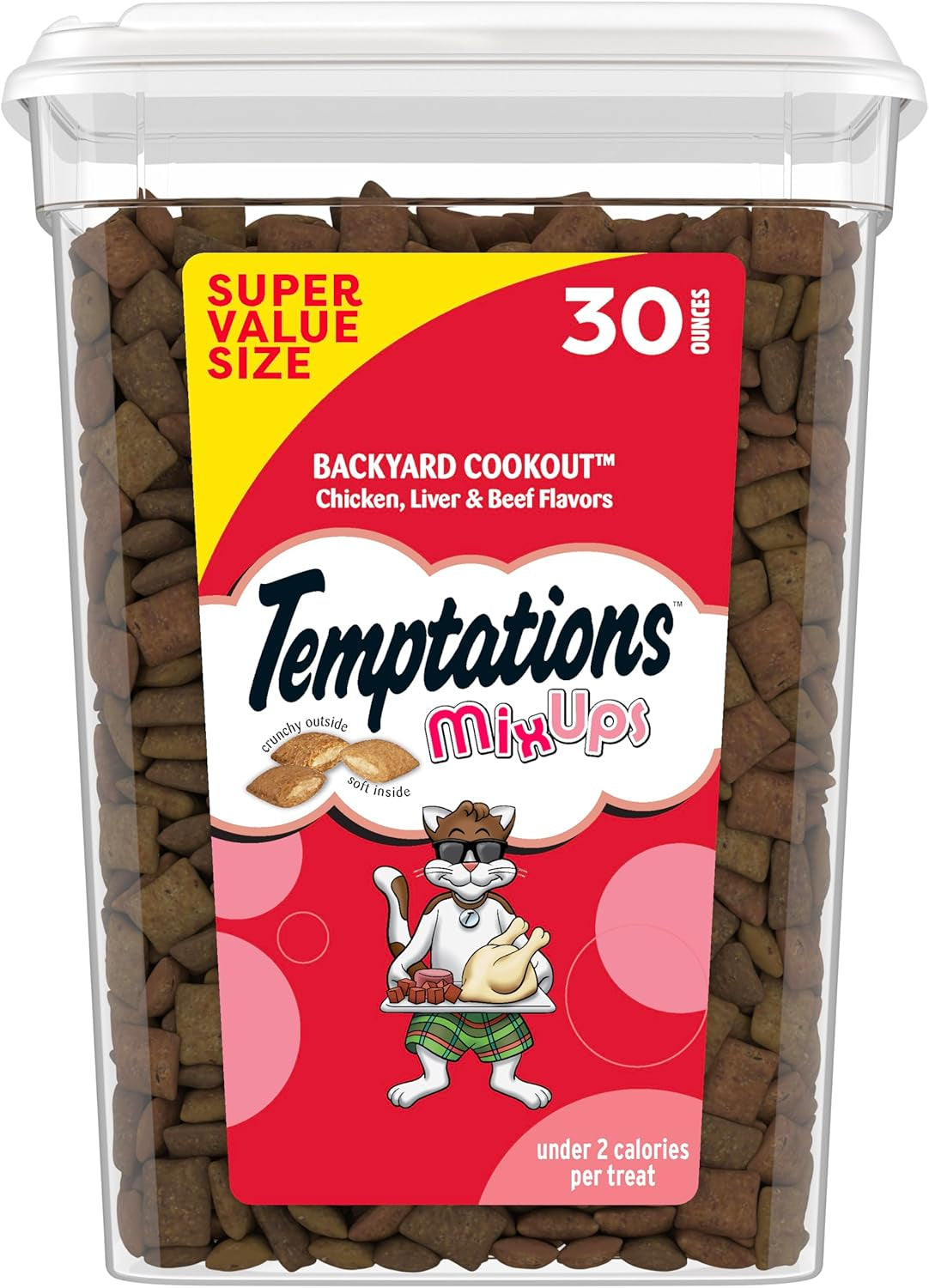 Temptations Cat Treats Mixups Backyard Cookout Flavor Crunchy, Soft Cat Treats, 30 Oz. Tub