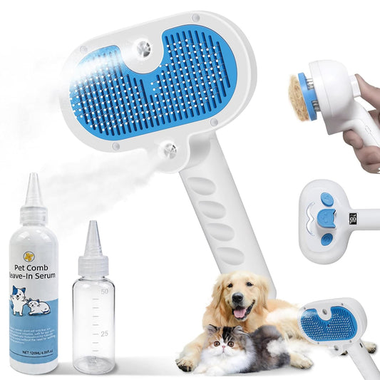Pet Steam Brush for Dogs & Cat Hair Brush Long Haired-1 Waterless Shampoo