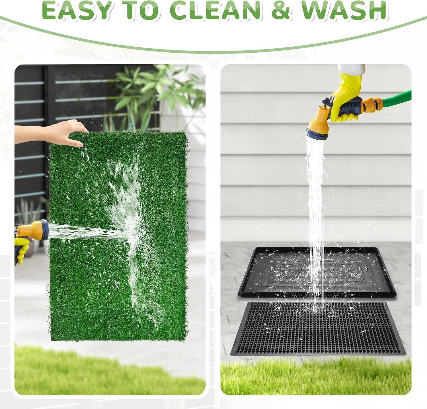COZIWOW Fake Grass Pee Pad for Dogs, 25" X 20" Indoor Grass Potty for Dogs, Reusable Dog Pet Loo with Tray & Extra 2 PCS 23" X 18" Artificial Grass Training Pads, Portable Dog Litter Box Outdoor