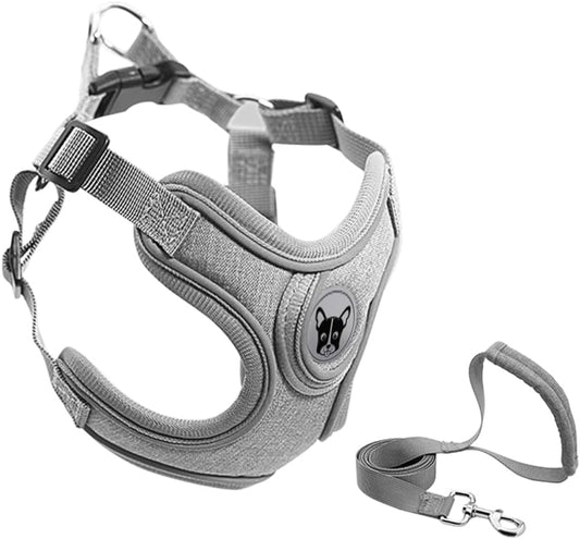 Essential Cat or Dog Vest Harness No-Pull,Adjustable Chest(Grey, L)