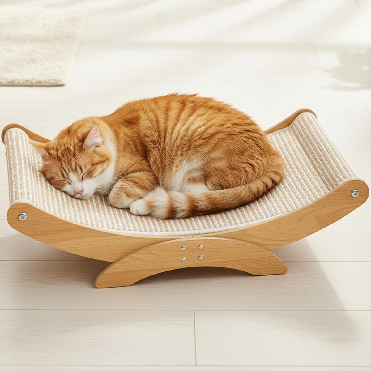 Large Cat Scratcher Bed, Cat Hammock with Sisal Scratch Pad for Indoor Cats