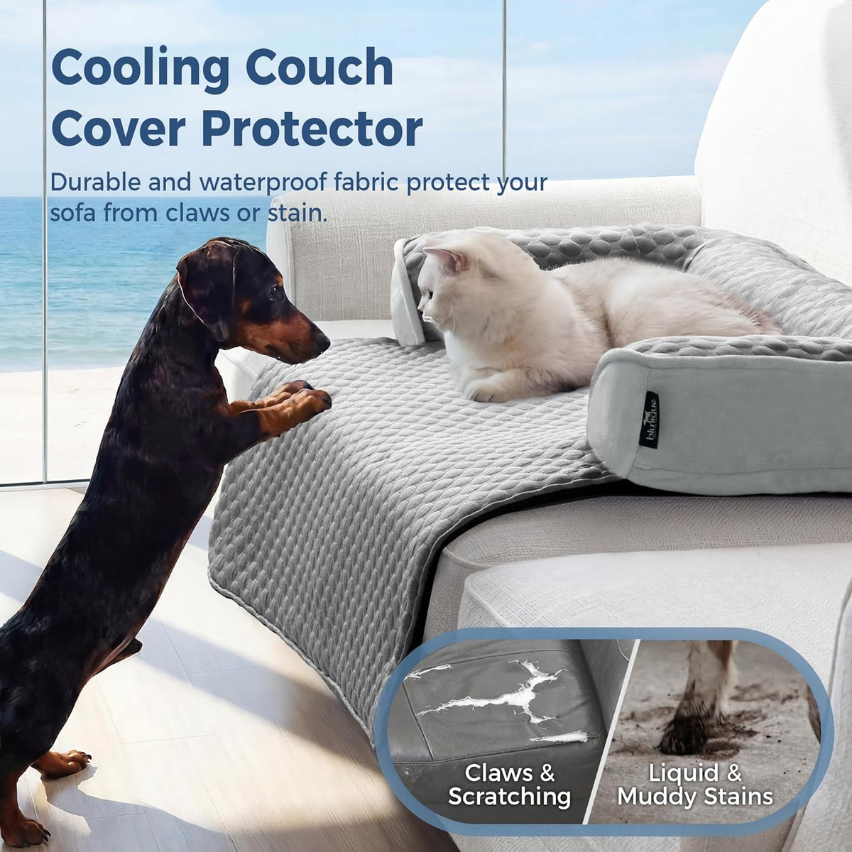 Xlarge Dog Cooling Bed for Sofa, 45X37 Inch Pets Couch Cover Mat