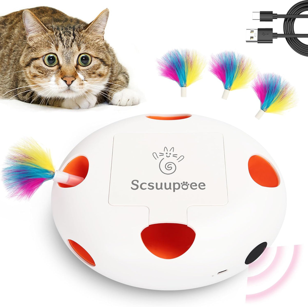Rechargeable Interactive Cat Toy, White