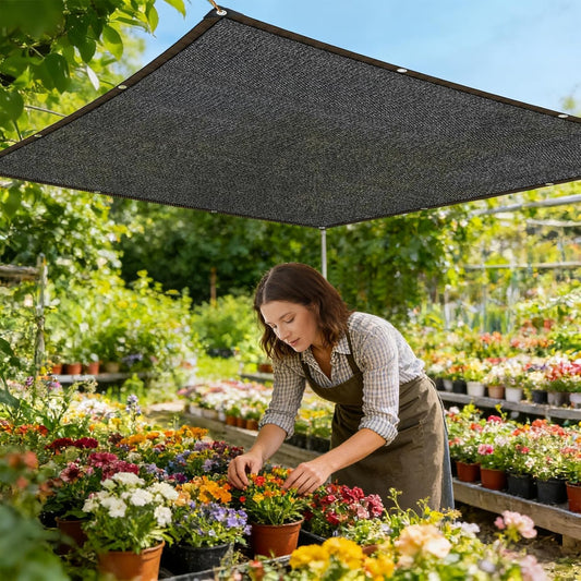 Shade-Cloth 85-90% for Garden Plants 7X7 FT, Black Sun-Block Shade Cover Mesh Tarp with Grommets Sun Shade Canopy for Outdoor Pergola Patio Flower Lawn Kennel Chicken Coop