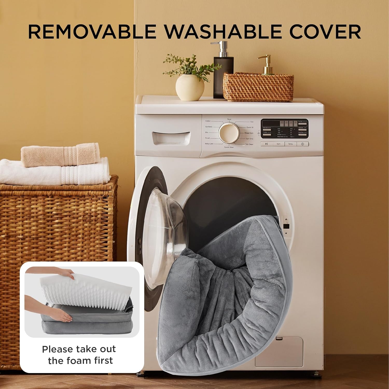 Bedsure Orthopedic Dog Beds Large Sized Dog - Washable Large Dog Cat Bed Waterproof, Comfort Dogs Couch Sofa with Washable Removable Cover, Pet Bed with Nonskid Bottom, Light Grey, 35"