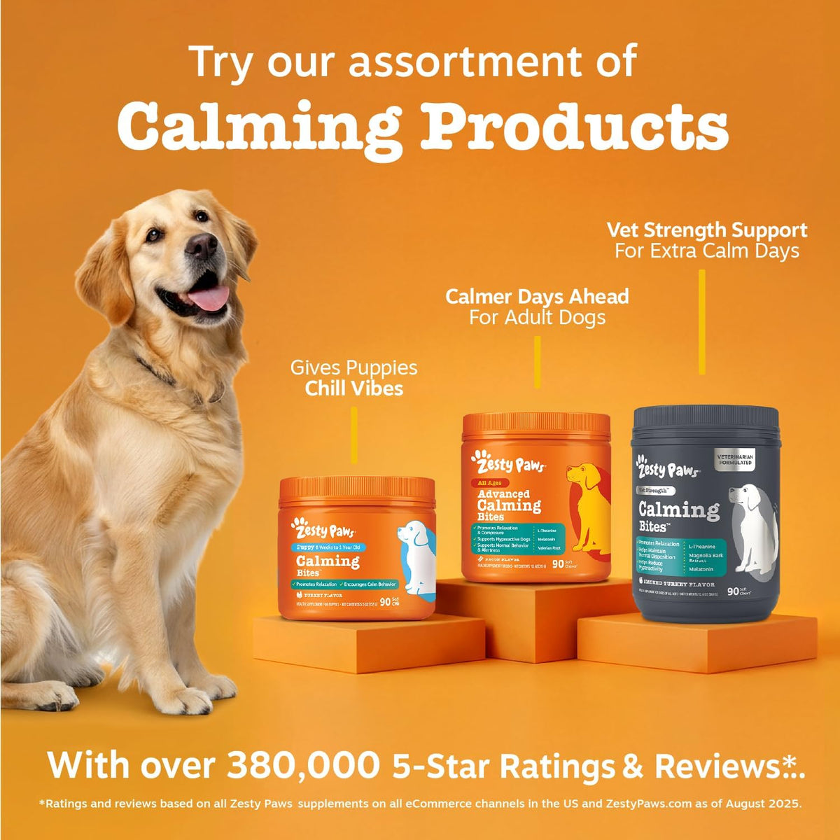 Zesty Paws Vet Strength Calming Chews for Dogs - Dog Calming, 90 Ct