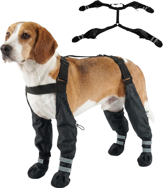 Waterproof Dog Suspender Boots Non-Slip for Small Medium (Black XXL