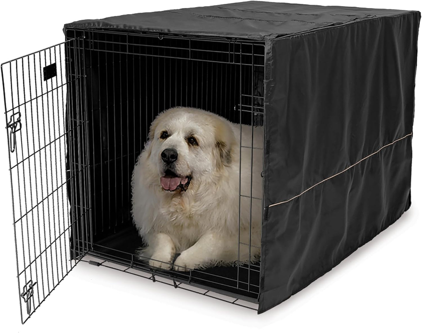 Midwest Homes for Pets XL Dog Crate Cover, Black Polyester Privacy Kennel Cover Fits Most 48-Inch Crates, Machine Washable, Reduces Barking & Chewing