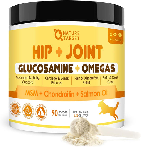 NATURE TARGET Glucosamine for Dogs Powder, Hip & Joint Supplement, 9.52 Oz