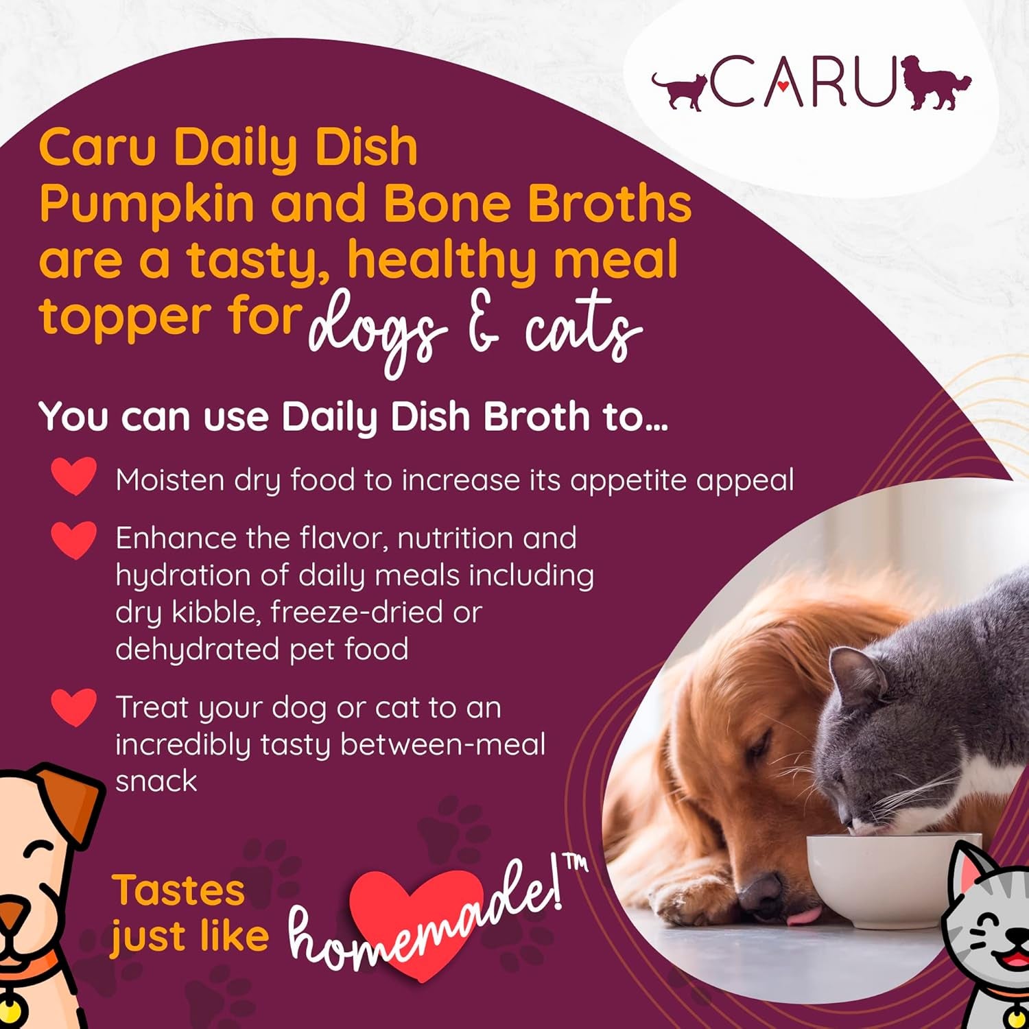 CARU - Daily Dish Pumpkin Broth Meal Topper for Dogs & Cats - Savory Pour-Over Broth - 1.1 Lbs.